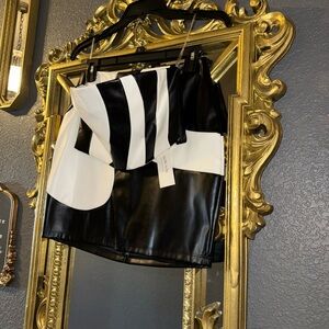 Dolls Kill white and black same wavelength skirt set NWT